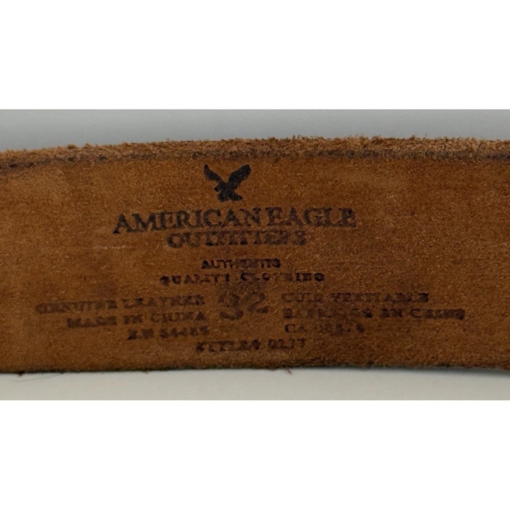 VTG AMERICAN EAGLE Belt Brown Leather Sz 32 Embroidered Eagle - Picture 10 of 14